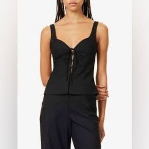 Nicholas Lace Up Peplum Bustier Top in Black
